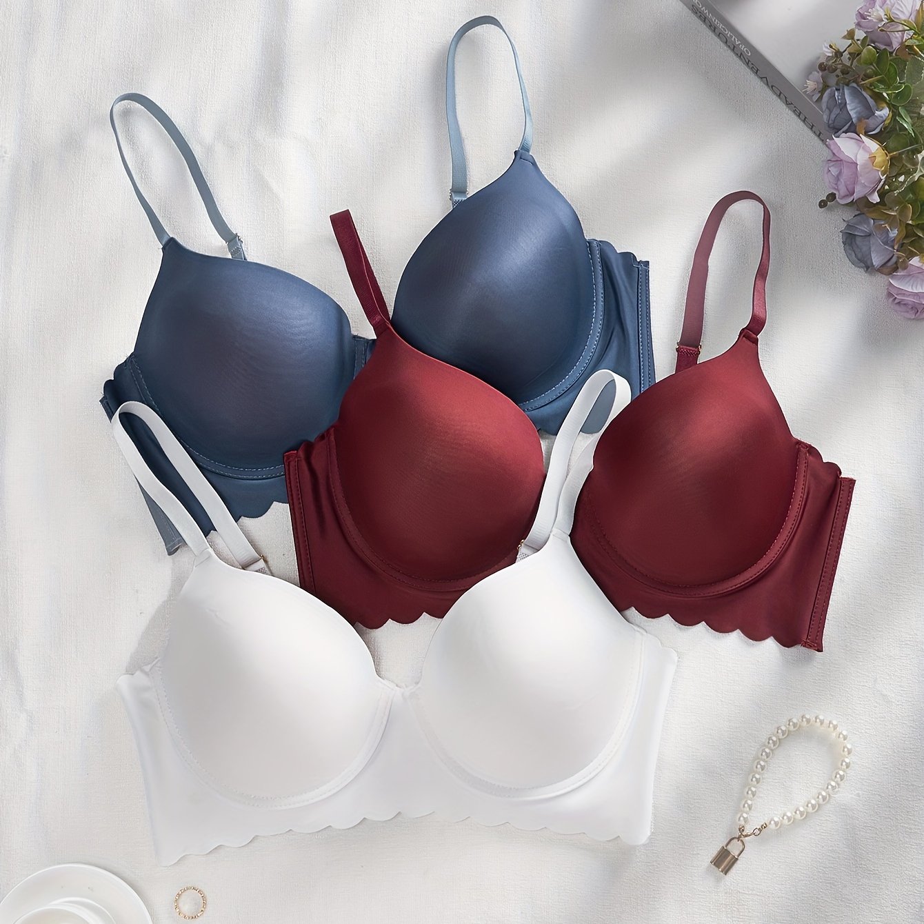 Soutiens gorge sans couture avec support à armature à fermeture latérale design anti-décollement