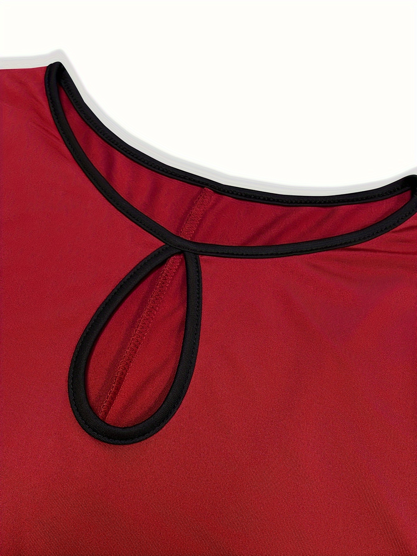 Robe moulante extensible élégante à col rond & bordure contrastée – Image 9