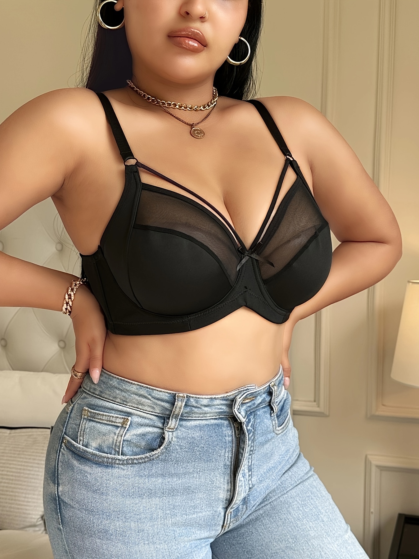 Soutien gorge élégant à bretelle en maille avec armatures & rembourrages – Image 2