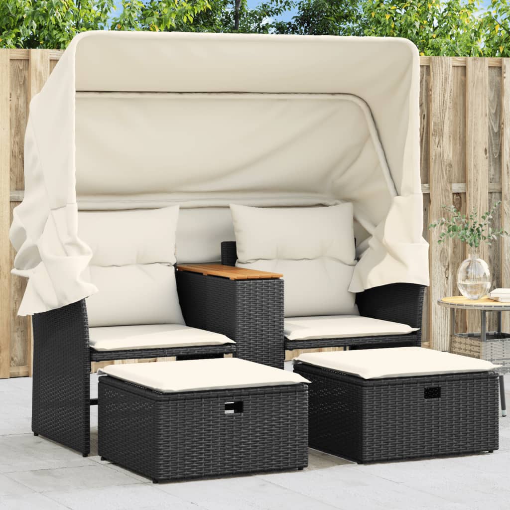Canapé de jardin 2 places avec parasol & tabouret – Image 4
