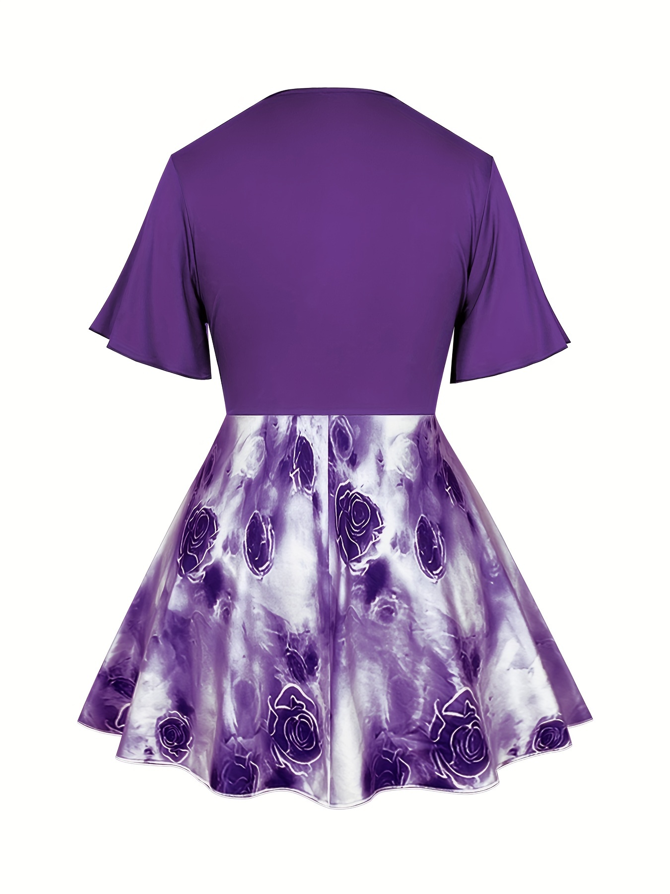 Ensemble legging & haut élégant à manches courtes à col V & imprimé floral 2 en 1 – Image 8