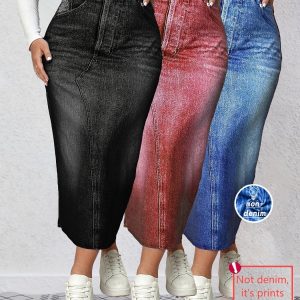 Jupes moulantes imprimé denim à haute élasticité