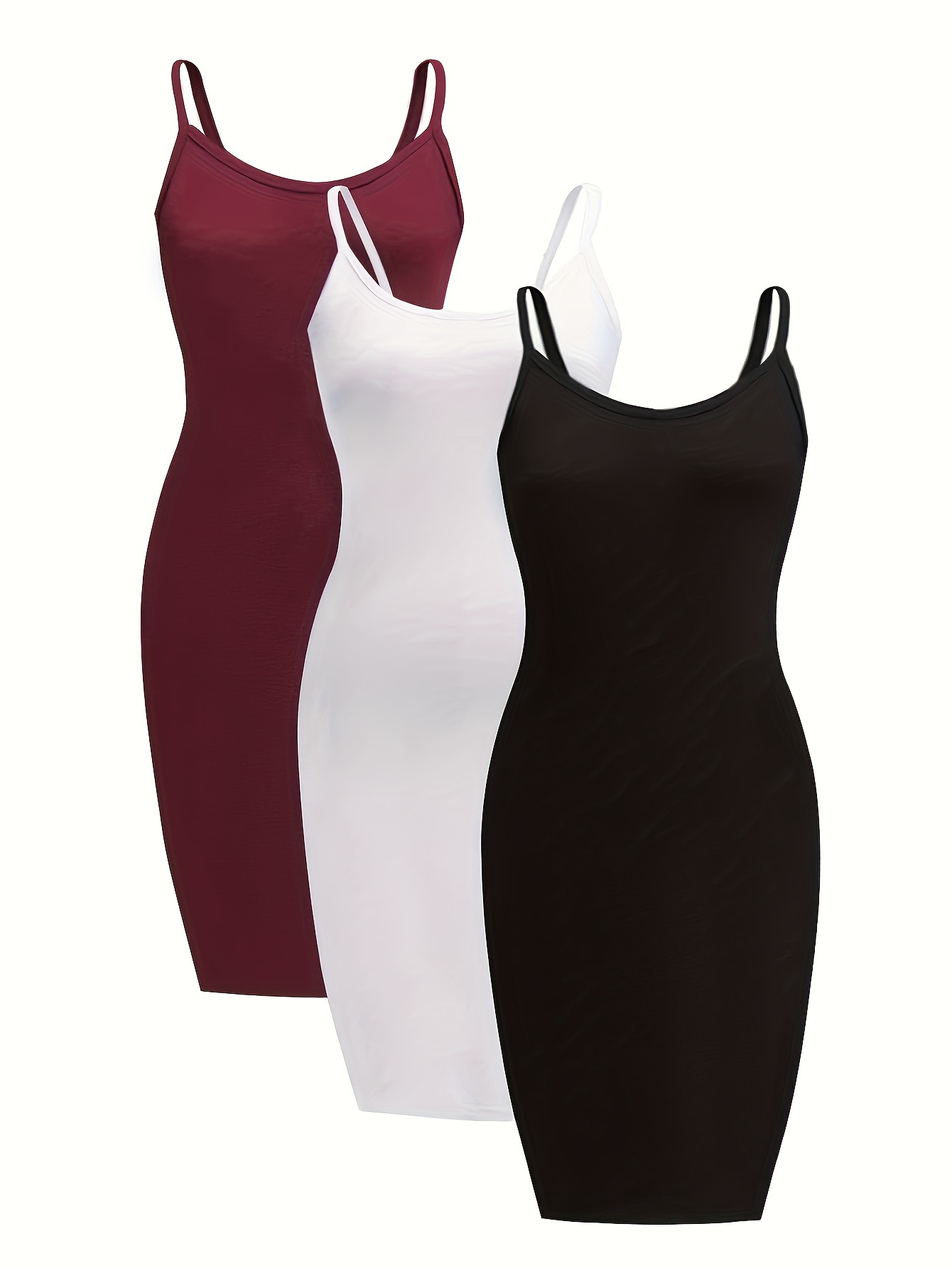 Robes à manches dénudées en tricot moulant légèrement extensible à bretelles spaghetti