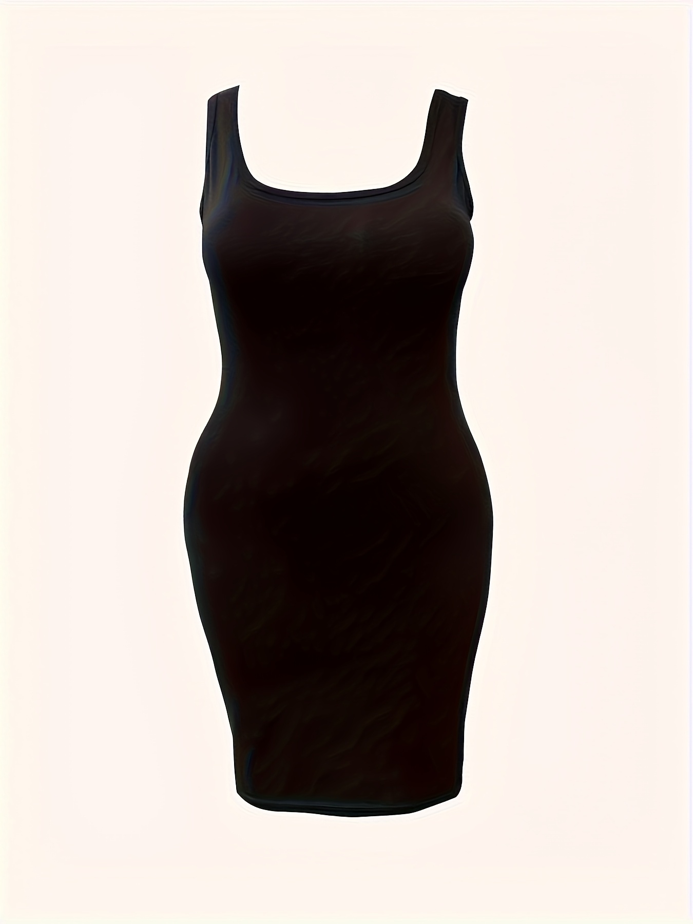 Robe sexy moulante ajustée extensible à col rond sans manches à bretelles en tissu brillant – Image 3