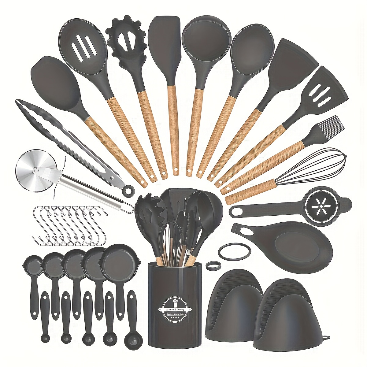 Ensemble de 36 ustensiles de cuisine avec manches en bois – Image 9