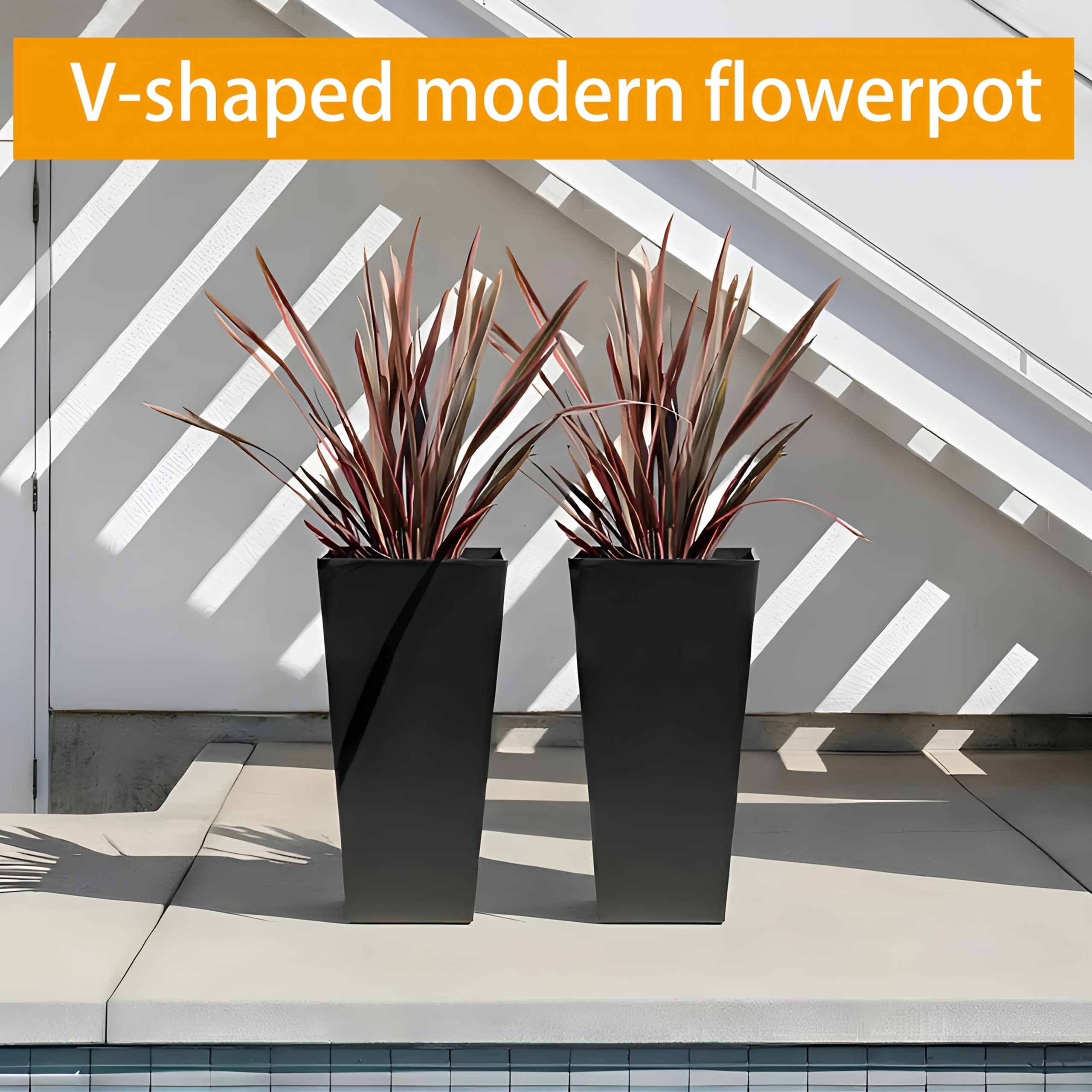 Lot de 2 pots de fleurs rectangulaires en plastiques en forme V – Image 9