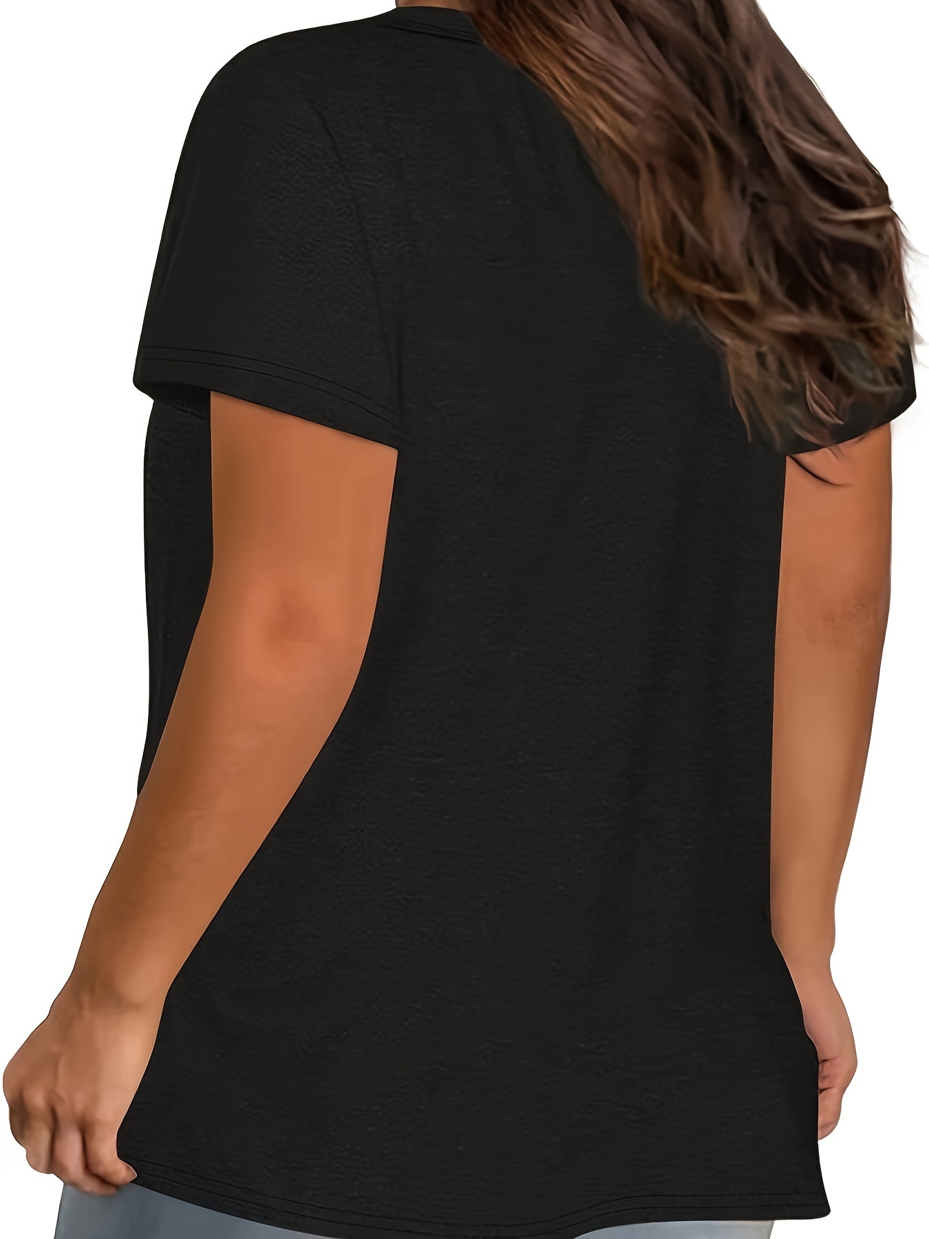 T-shirt à manches courtes à col rond imprimé rose élégant – Image 3