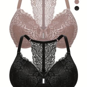 Soutiens gorge avec fermeture lace front ultra doux & léger légèrement rembourré avec détail en dentelle florale avec support à armature