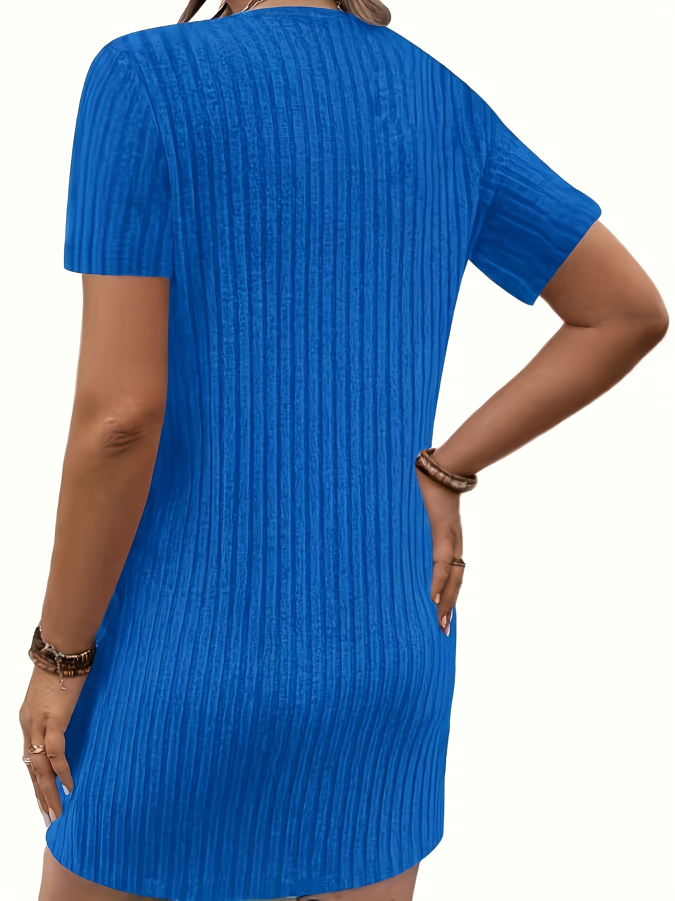 Robe sexy à manches courtes à col V avec fermeture à glissière – Image 6
