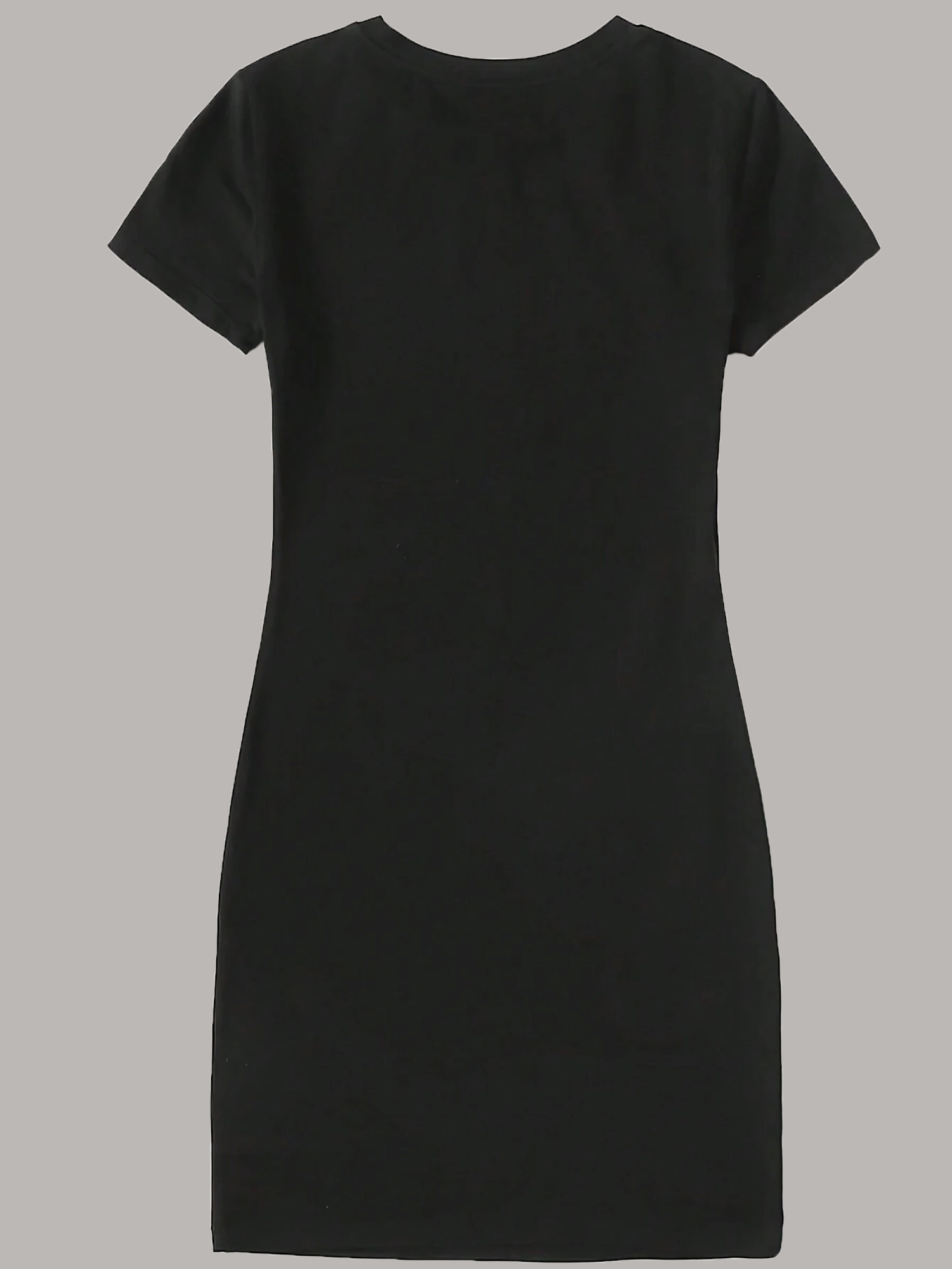Robe à col rond à manches courtes avec design patte blanche & coeur – Image 2