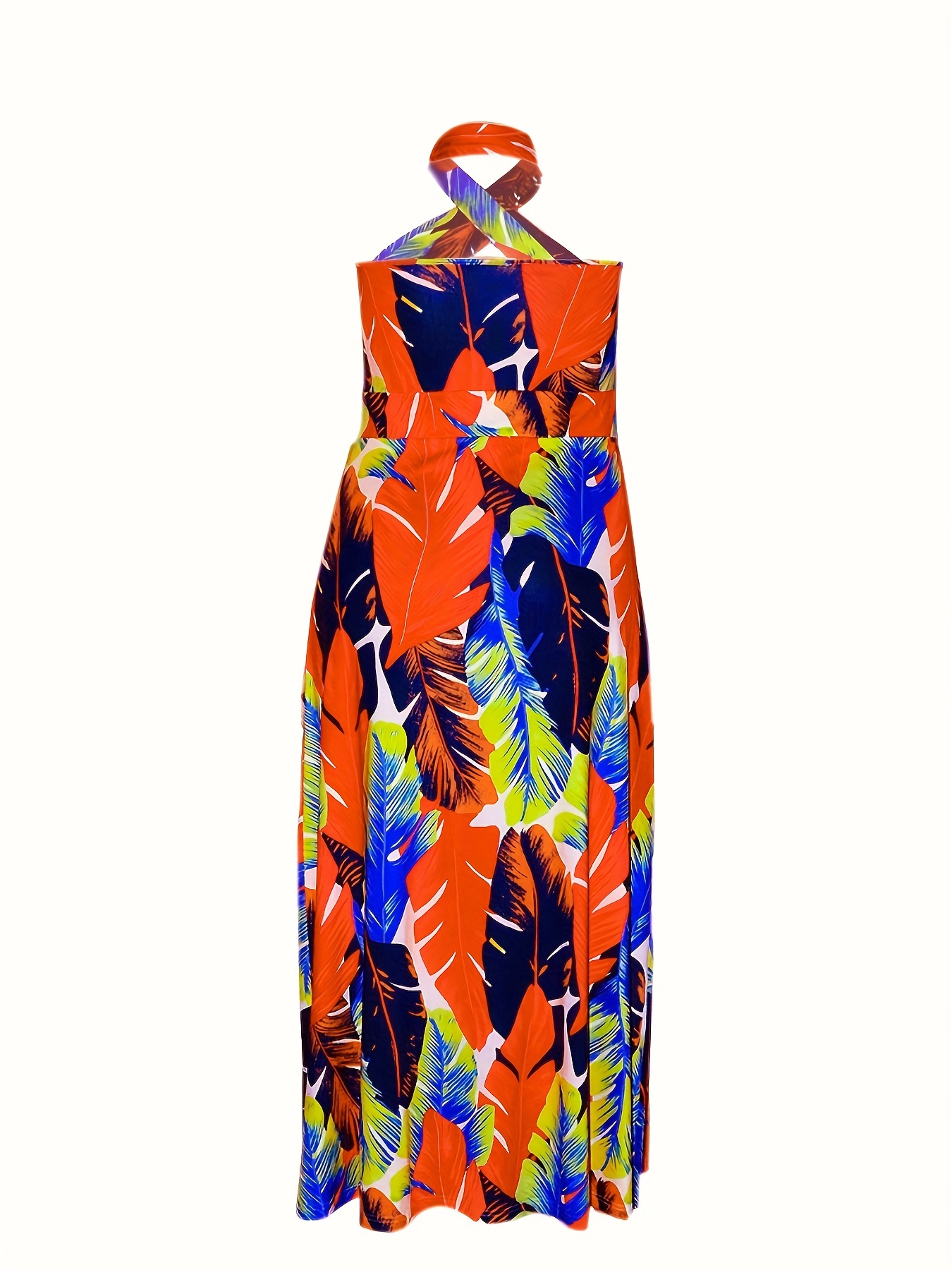 Robe à étirement moyen à dos nu imprimé tropical criss cross – Image 8