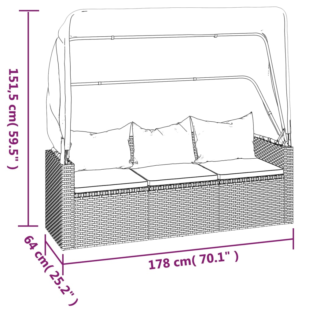 Canapé de jardin 3 places & repose-pieds – Image 11