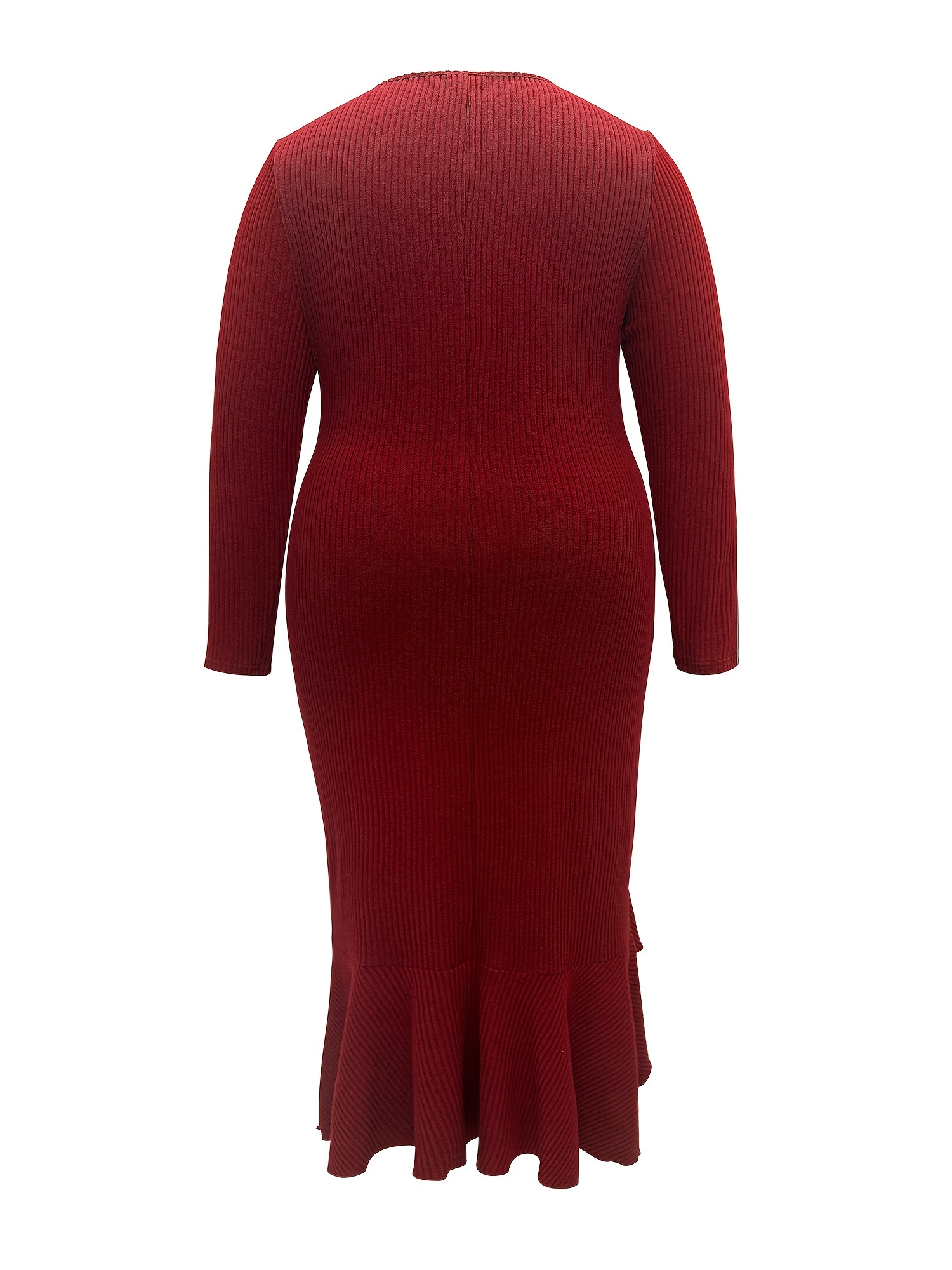 Robe pull moulante avec ourlet asymétrique à col carré en tricot côtelé à manches longues – Image 6