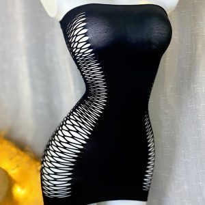 Robe moulante sexy extensible sans manches à col rond tissu tricoté