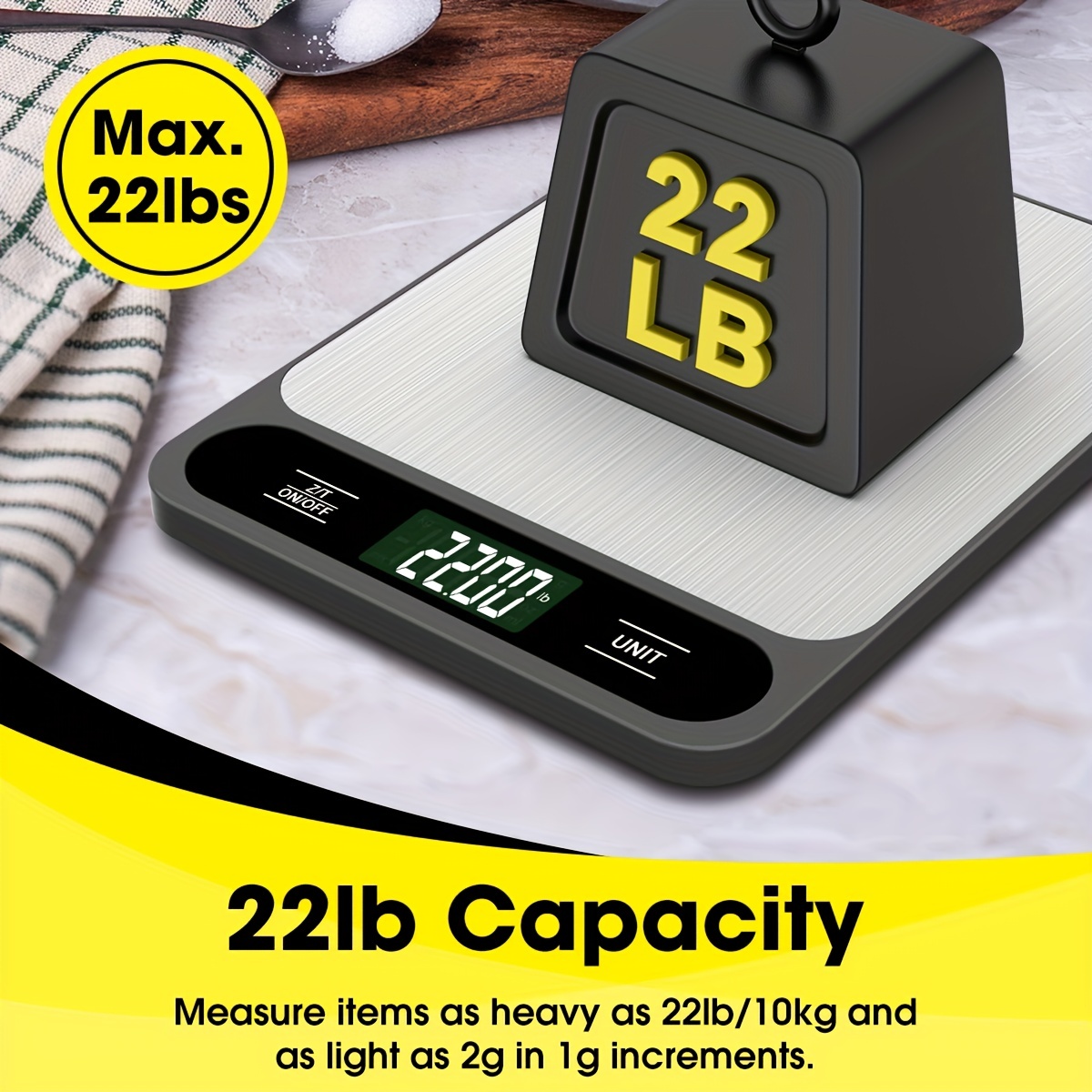 Balance de cuisine poids max 10kg en acier inoxydable – Image 3