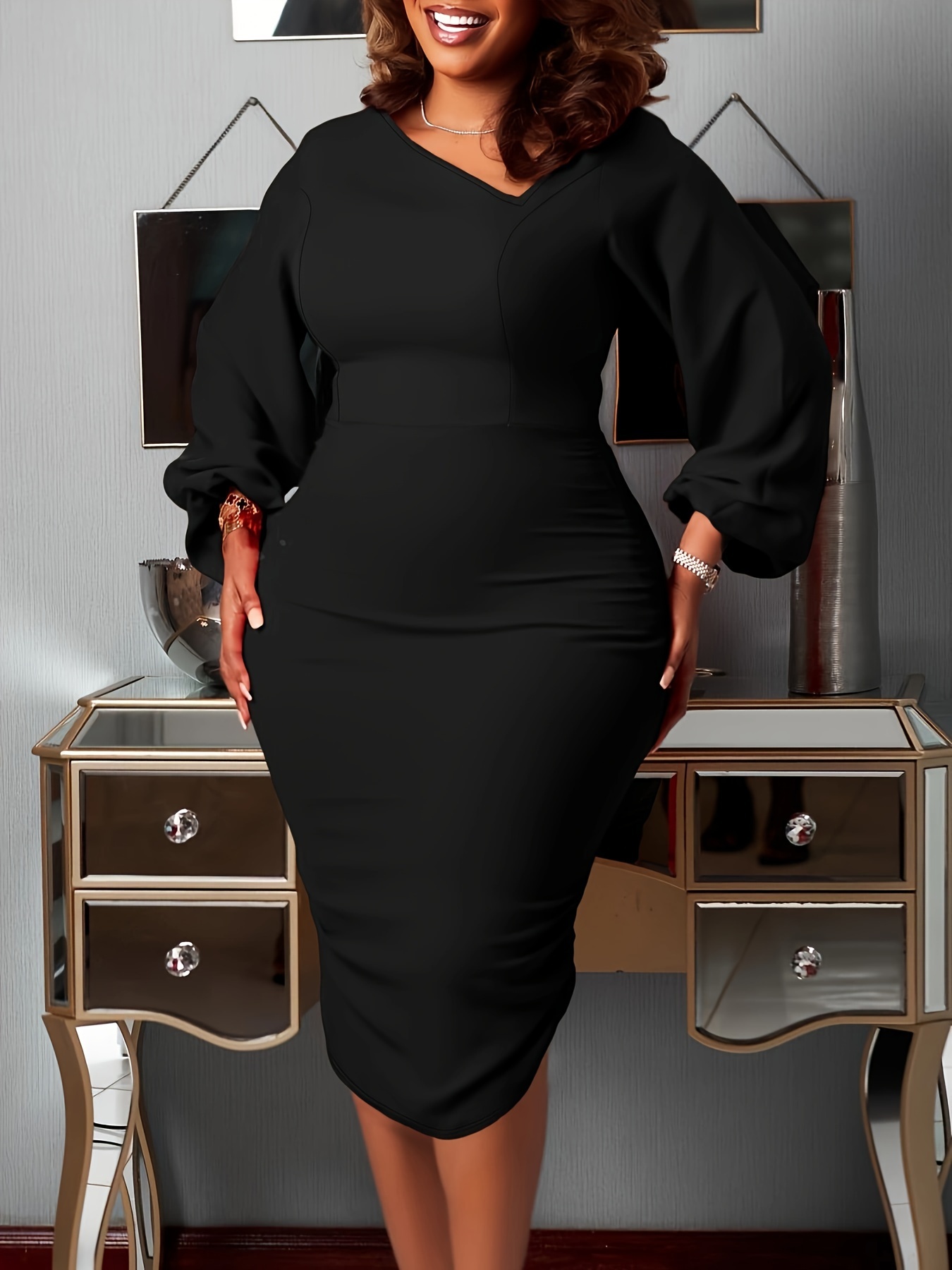 Robe moulante asymétrique en tissu tricoté légèrement extensible – Image 2