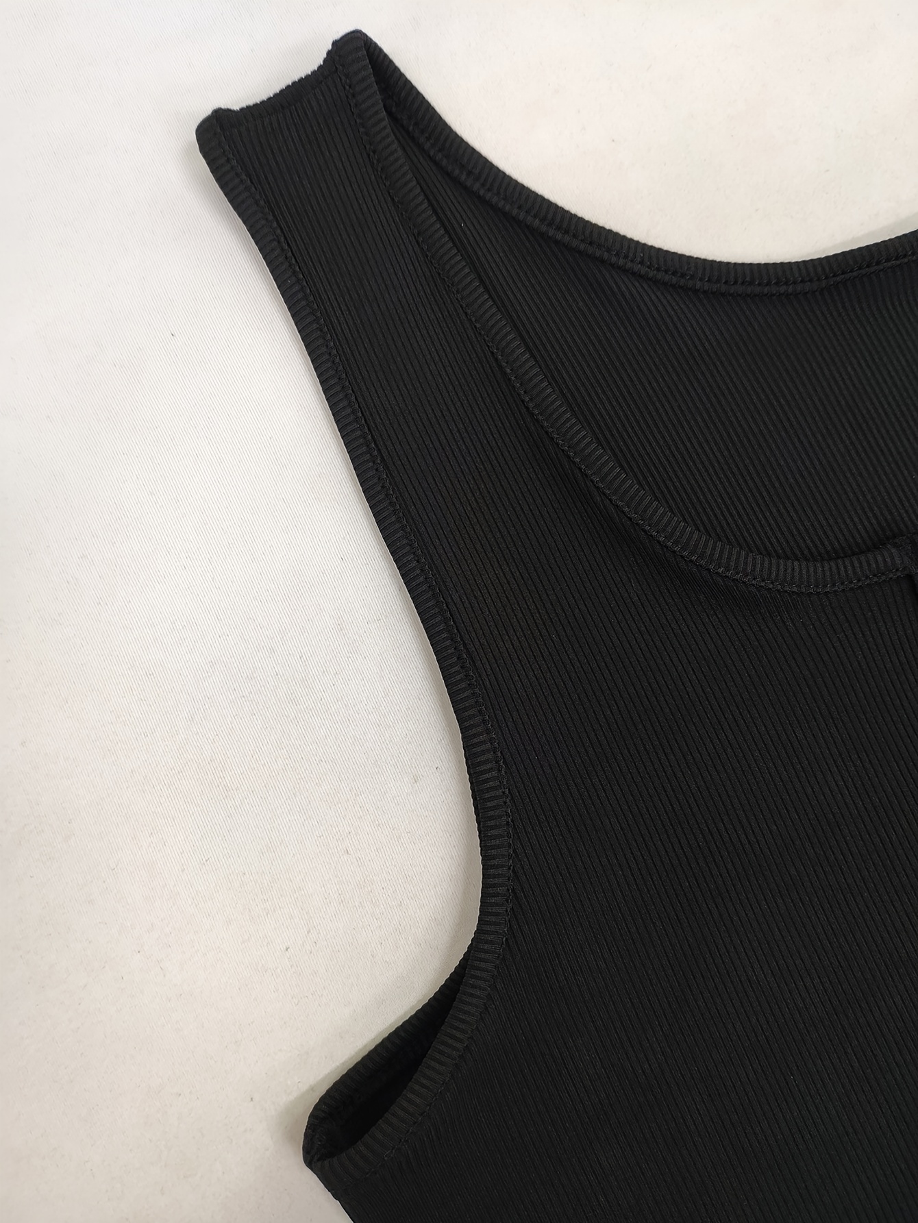 Robe moulante sexy tissu côtelé sans manches à encolure dégagée – Image 4