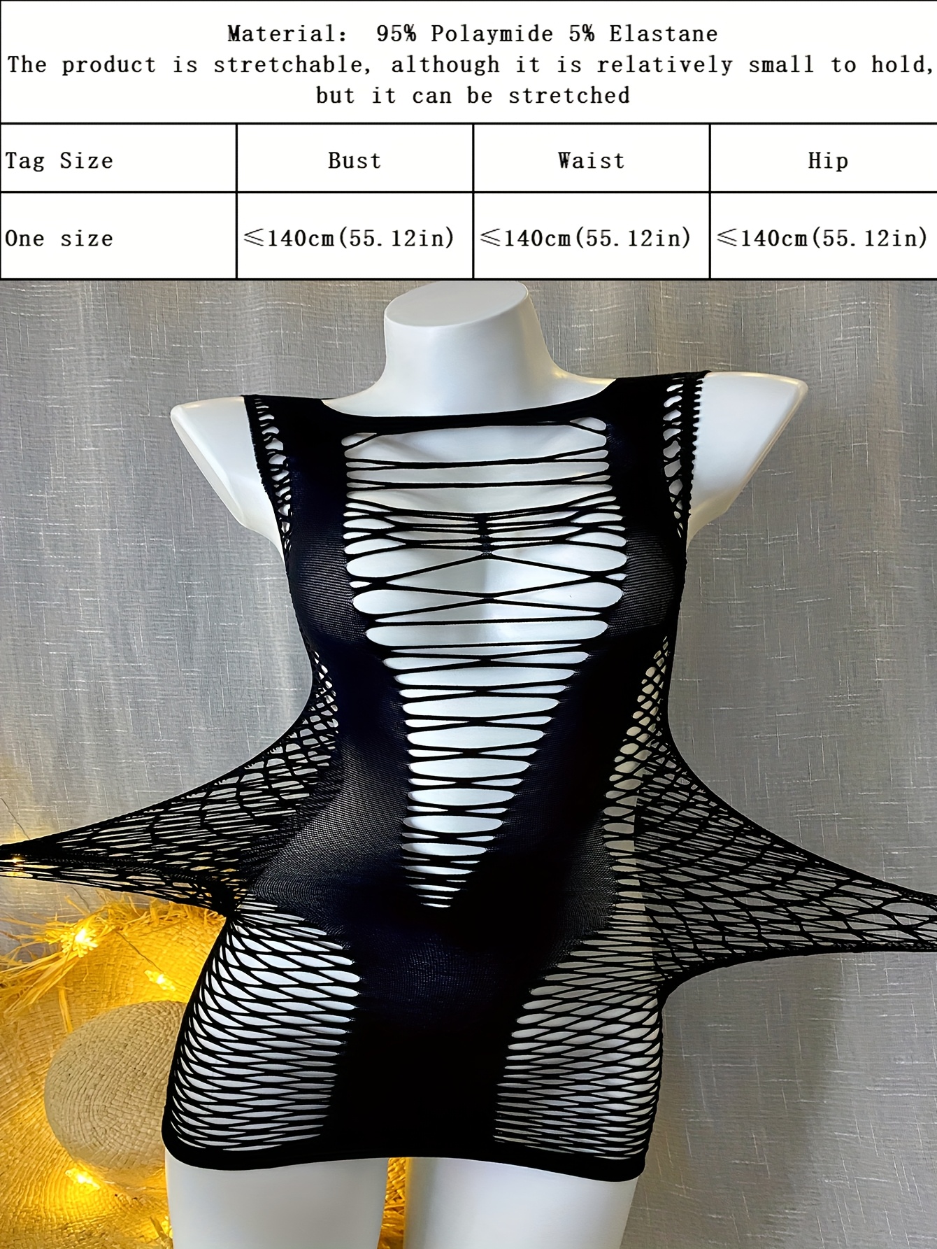 Robe moulante sexy extensible sans manches en tricot ajourée en tissu léger – Image 4