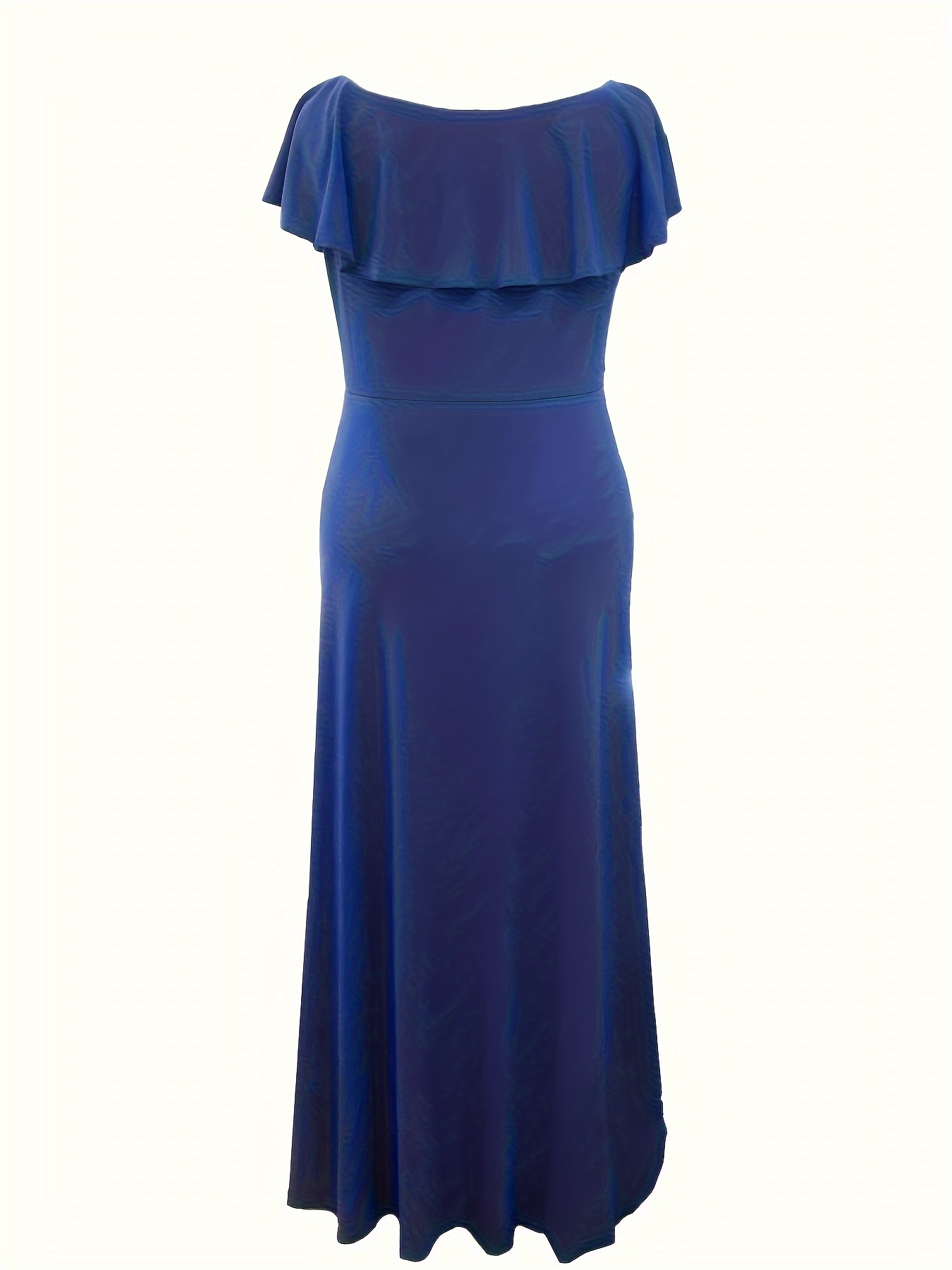 Robe de soirée élégante à col V à manches longues ajustée en tissu tricoté avec ourlet haut-bas – Image 2