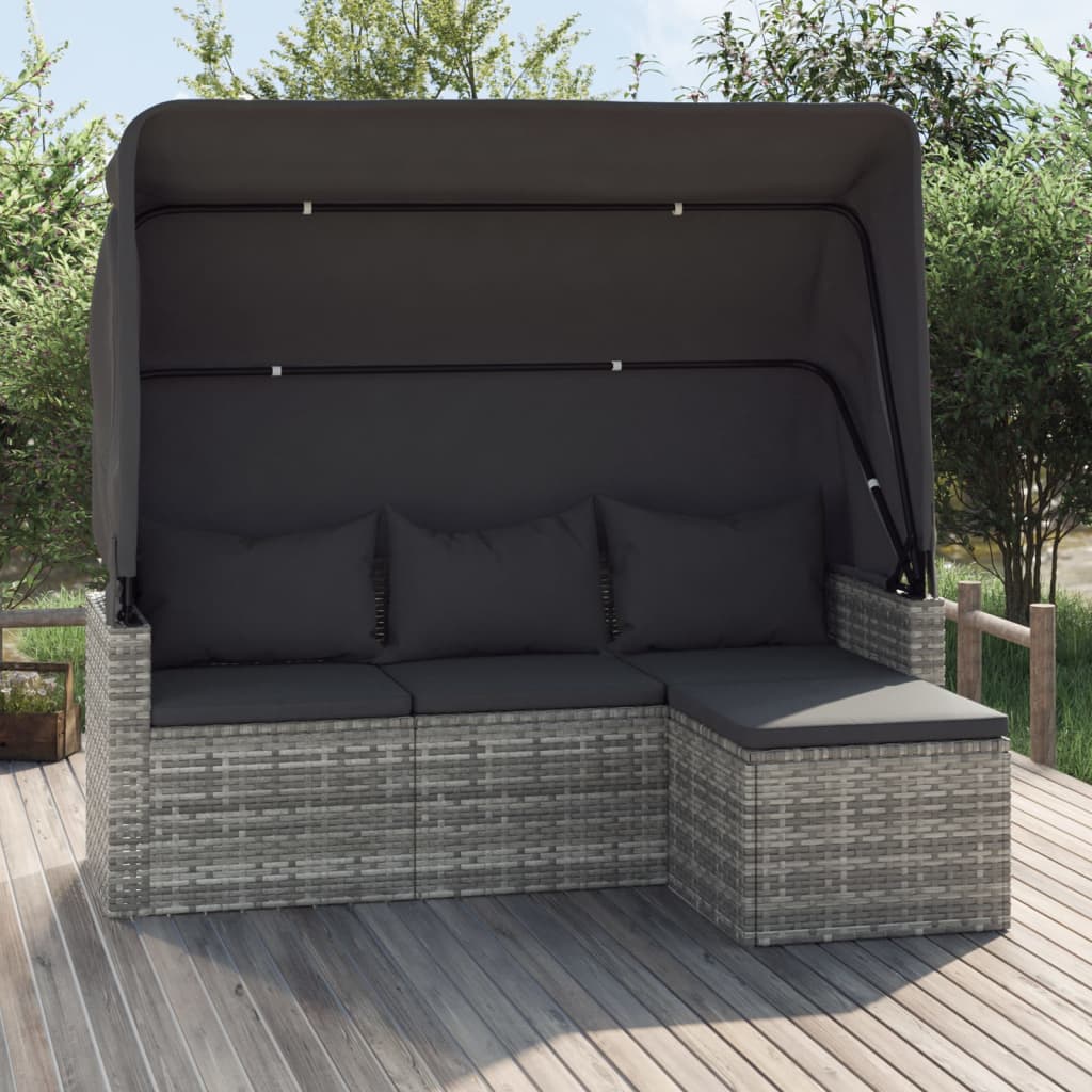 Canapé de jardin 3 places & repose-pieds – Image 2