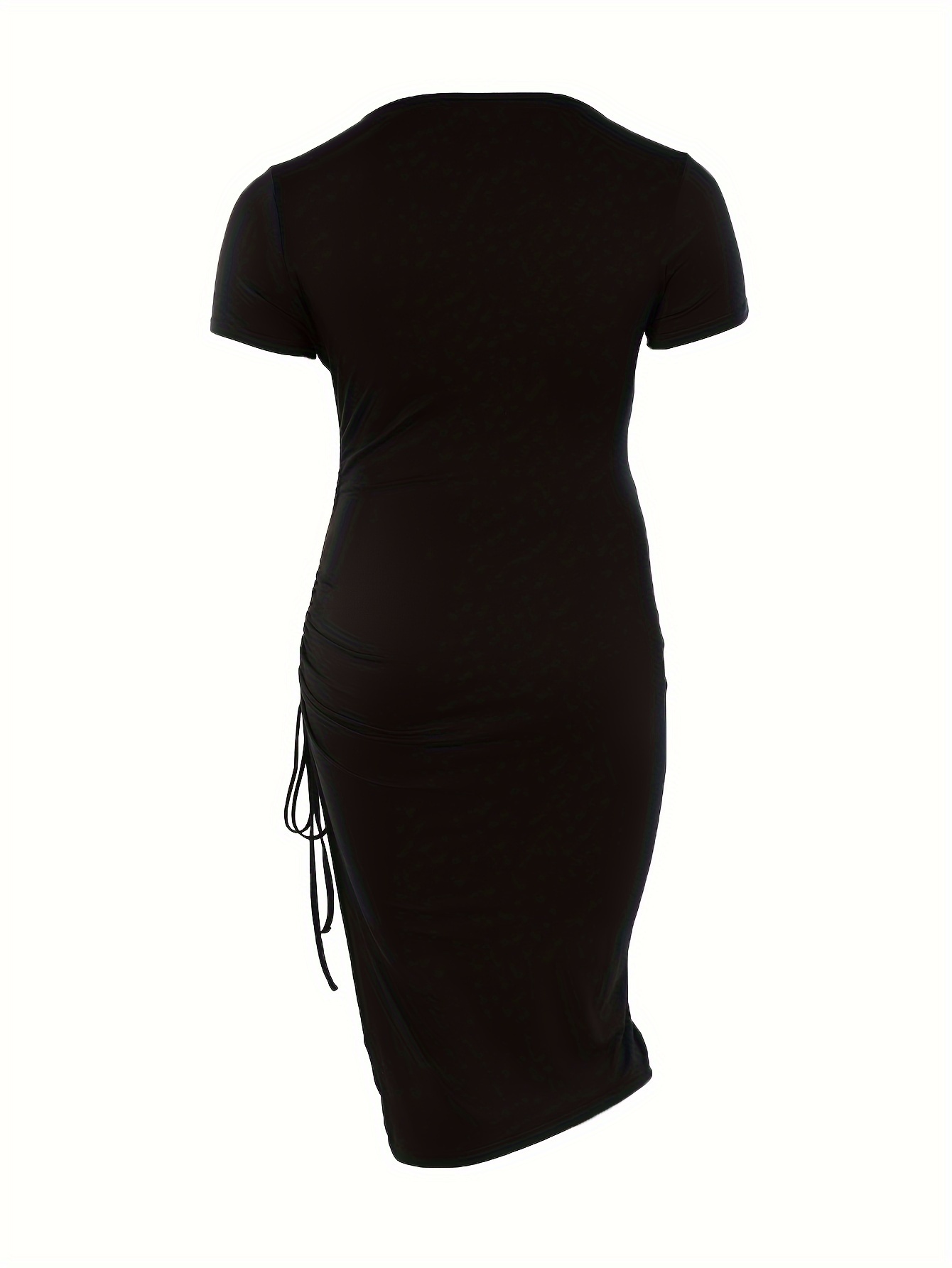 Robe moulante à manches courtes avec détails burn-out & fente sur le côté de la cuisse – Image 9
