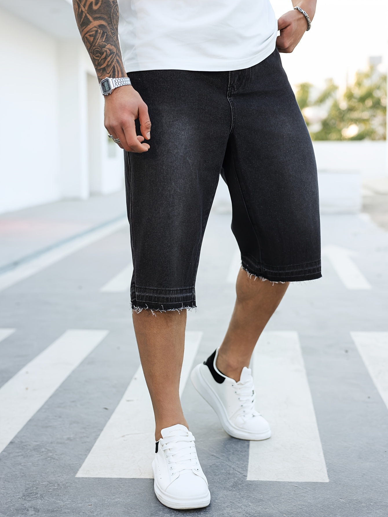 Baggy short en jean mi-mollet – Image 7
