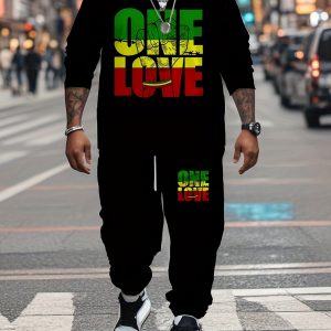 Ensemble imprimé "ONE LOVE" en tissu tricoté extensible