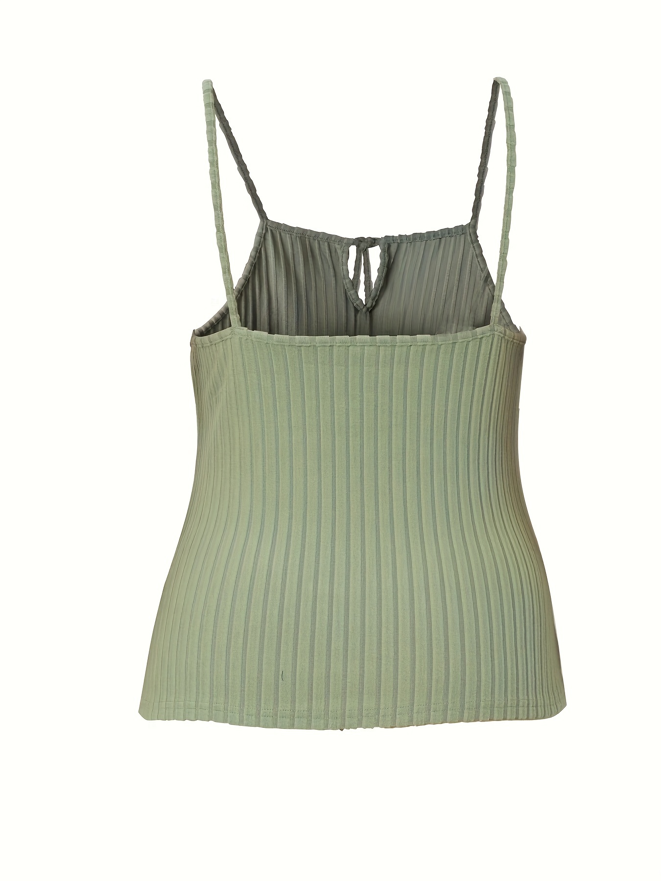 Débardeur en tissu côtelé avec bretelles spaghetti & encolure trou de serrure – Image 3