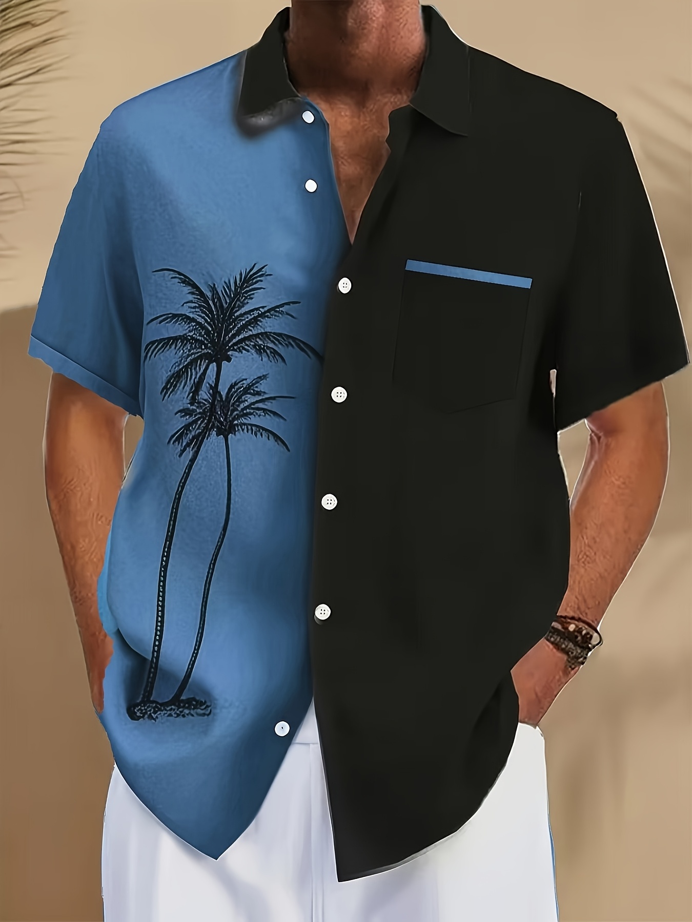 Chemise à manches courtes imprimé palmier à col boutonné – Image 11