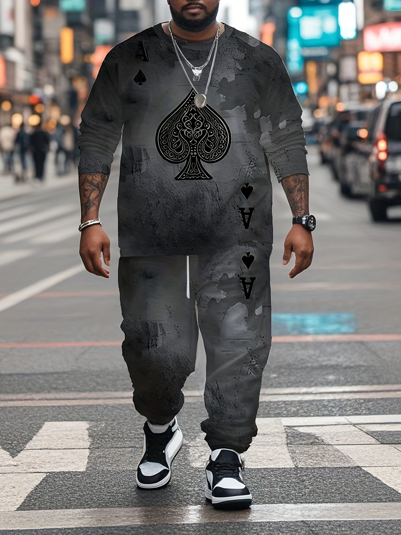 Ensemble jogging en tissu extensible rétro graffiti poker – Image 3