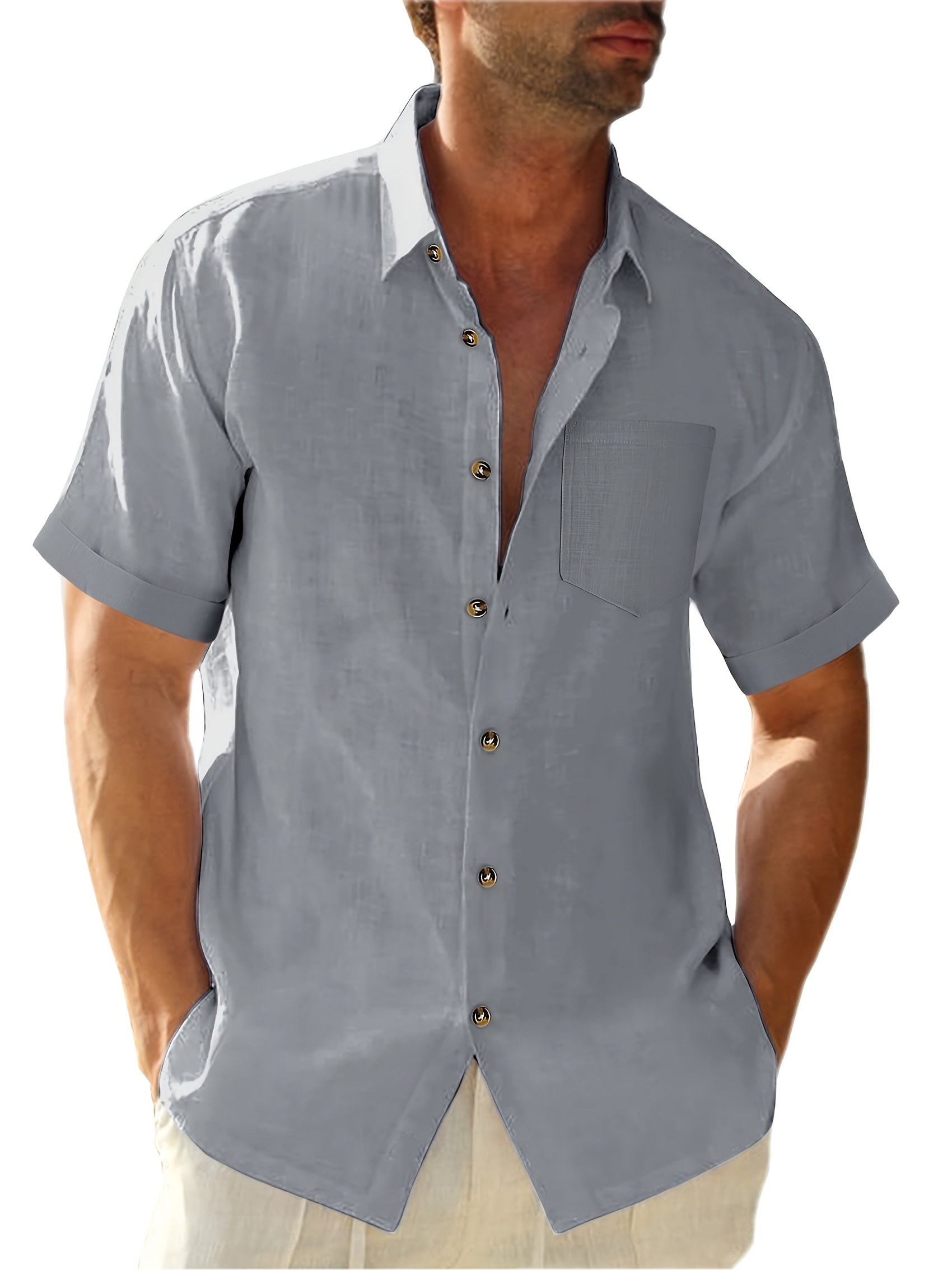 Chemise légère en coton à manches courtes à col boutonné – Image 6