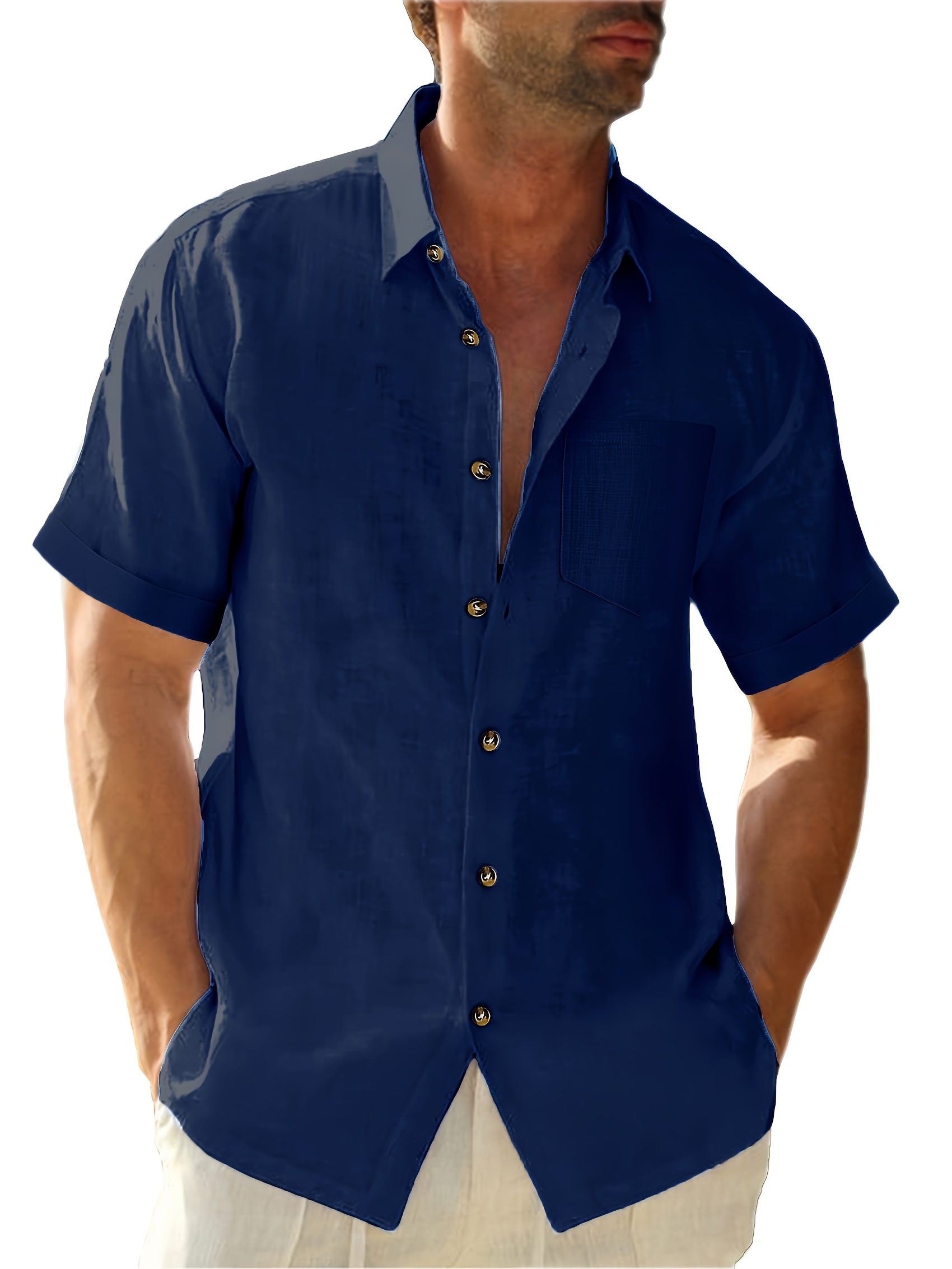 Chemise légère en coton à manches courtes à col boutonné – Image 2