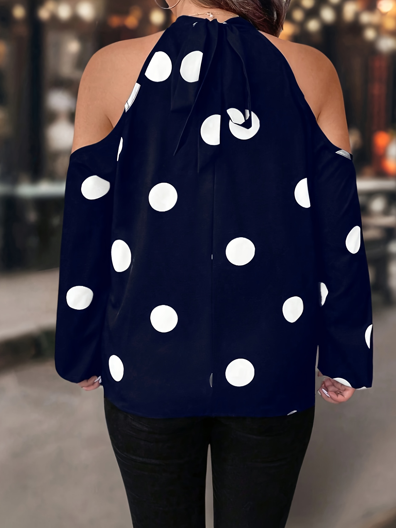 Haut élégant à manches longues & col licou en tissu non extensible – Image 9