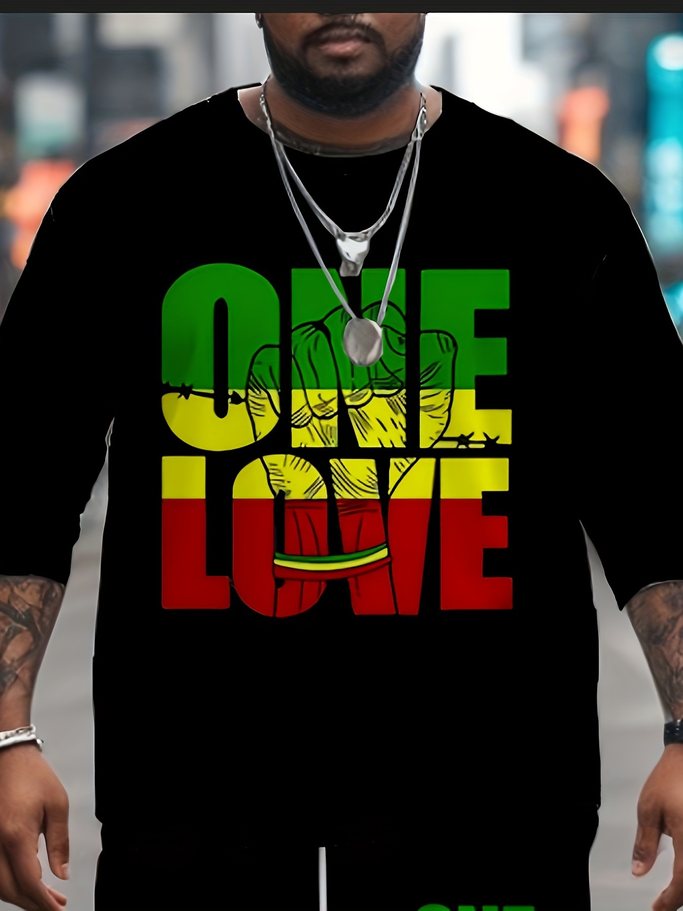 Ensemble imprimé "ONE LOVE" en tissu tricoté extensible – Image 4