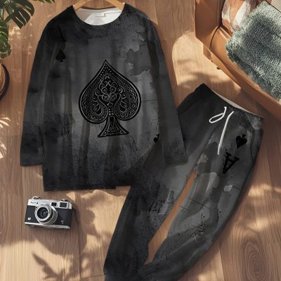 Ensemble jogging en tissu extensible rétro graffiti poker