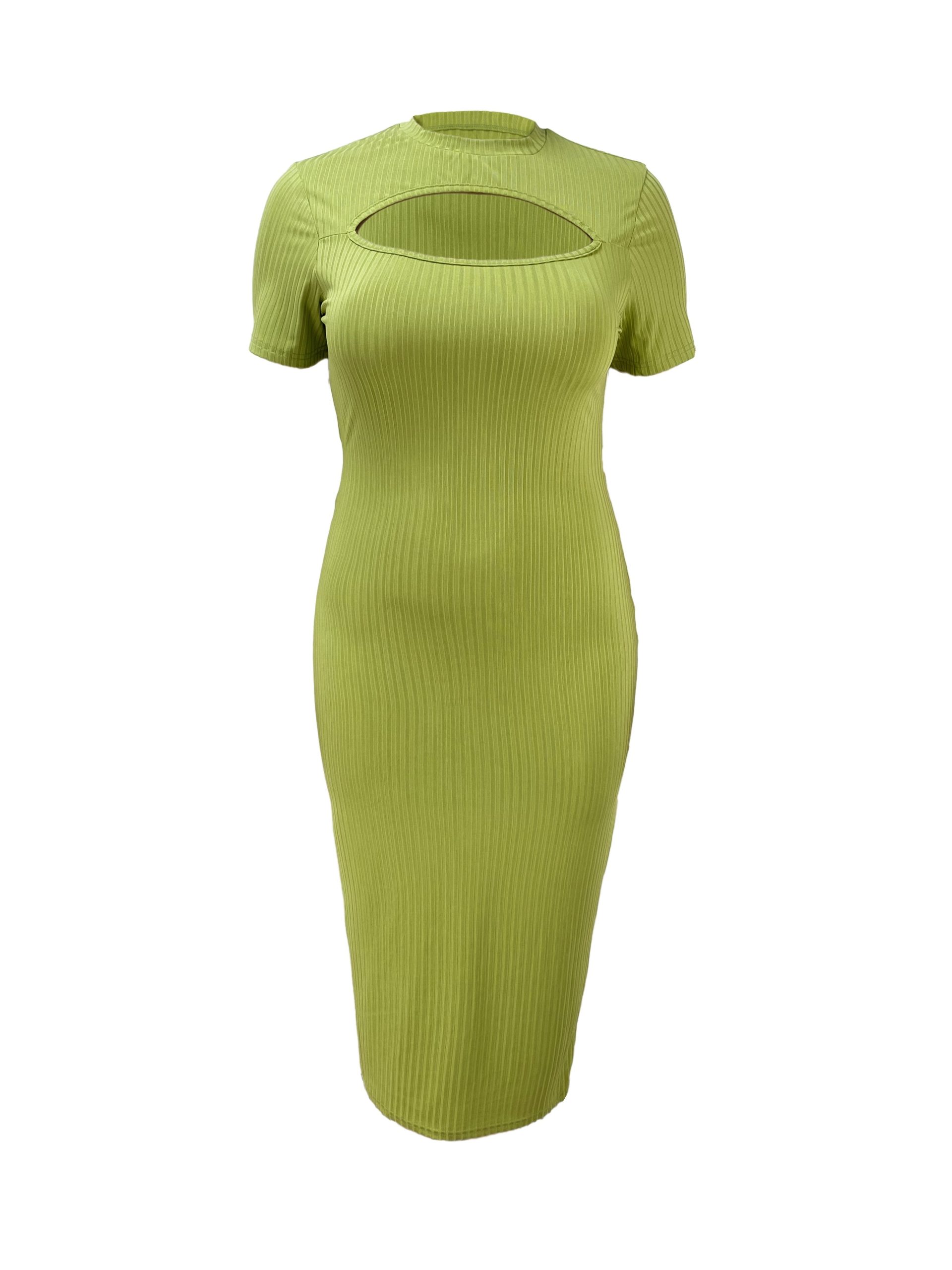 Robe moulante sexy en tissu tricoté à col rond ajouré – Image 6