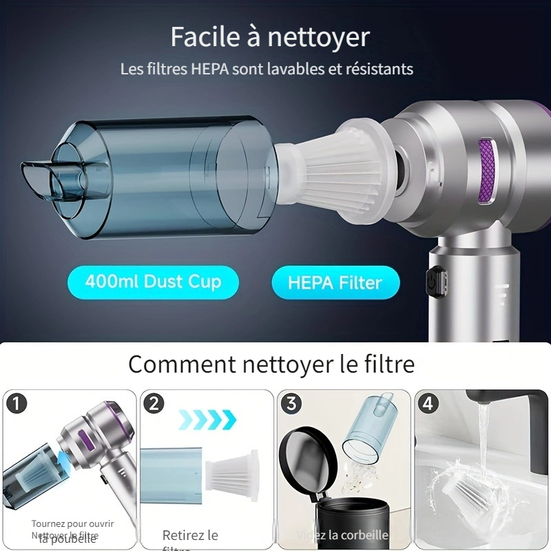 Aspirateur puissant sans balai de 16 000 Pa de 100 watts – Image 10