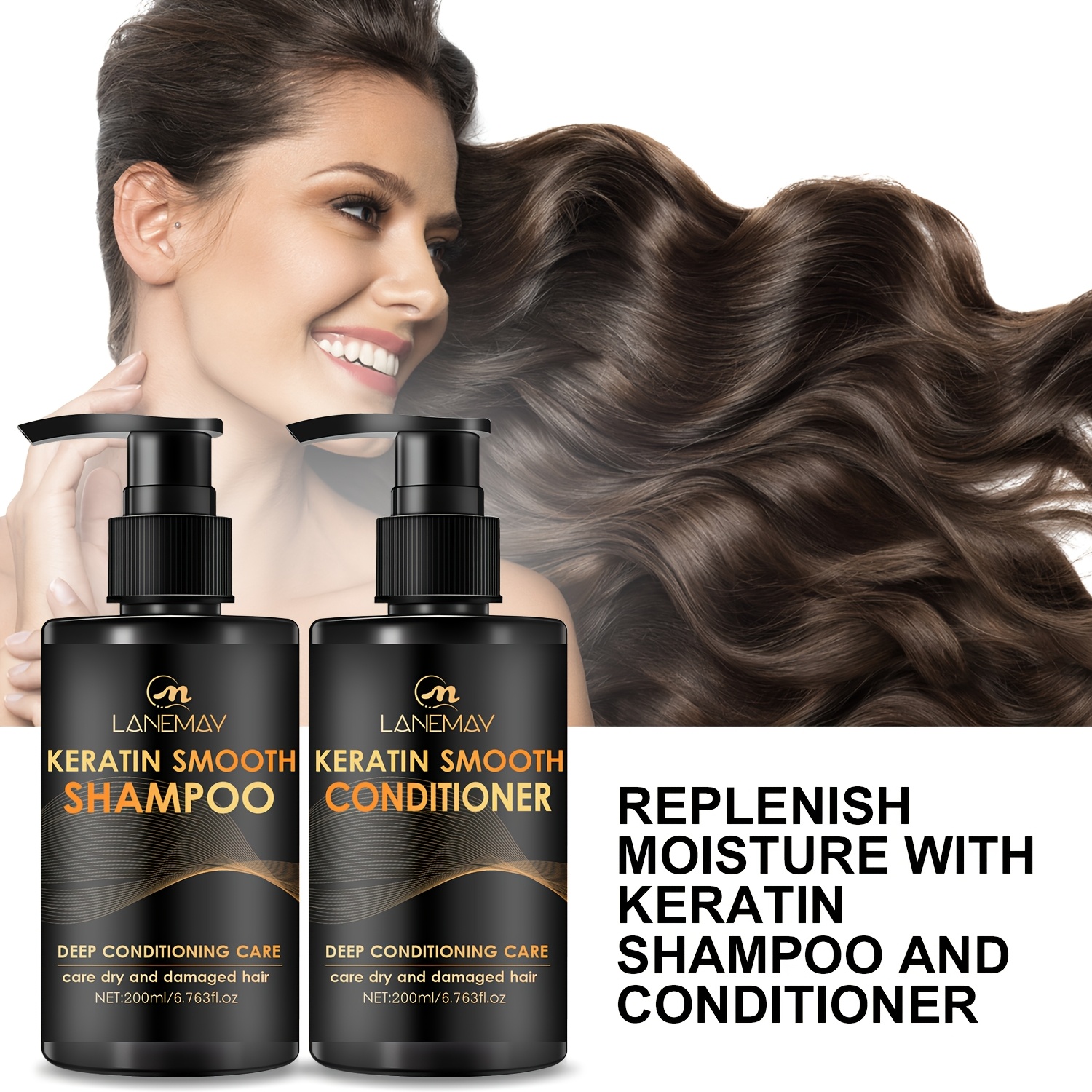 Ensemble shampoing et après-shampoing à la kératine pour des cheveux lisses – Image 2