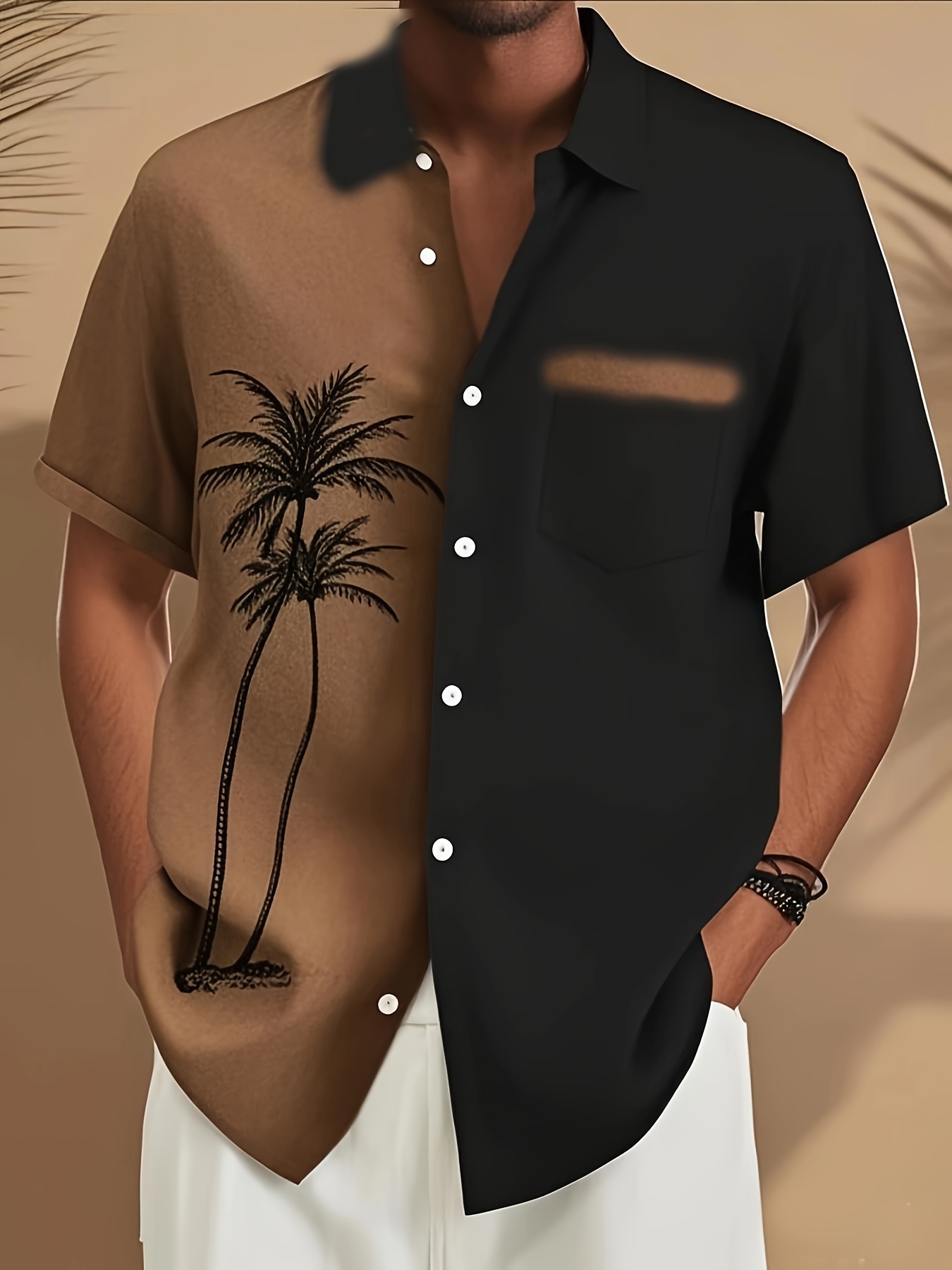 Chemise à manches courtes imprimé palmier à col boutonné – Image 5