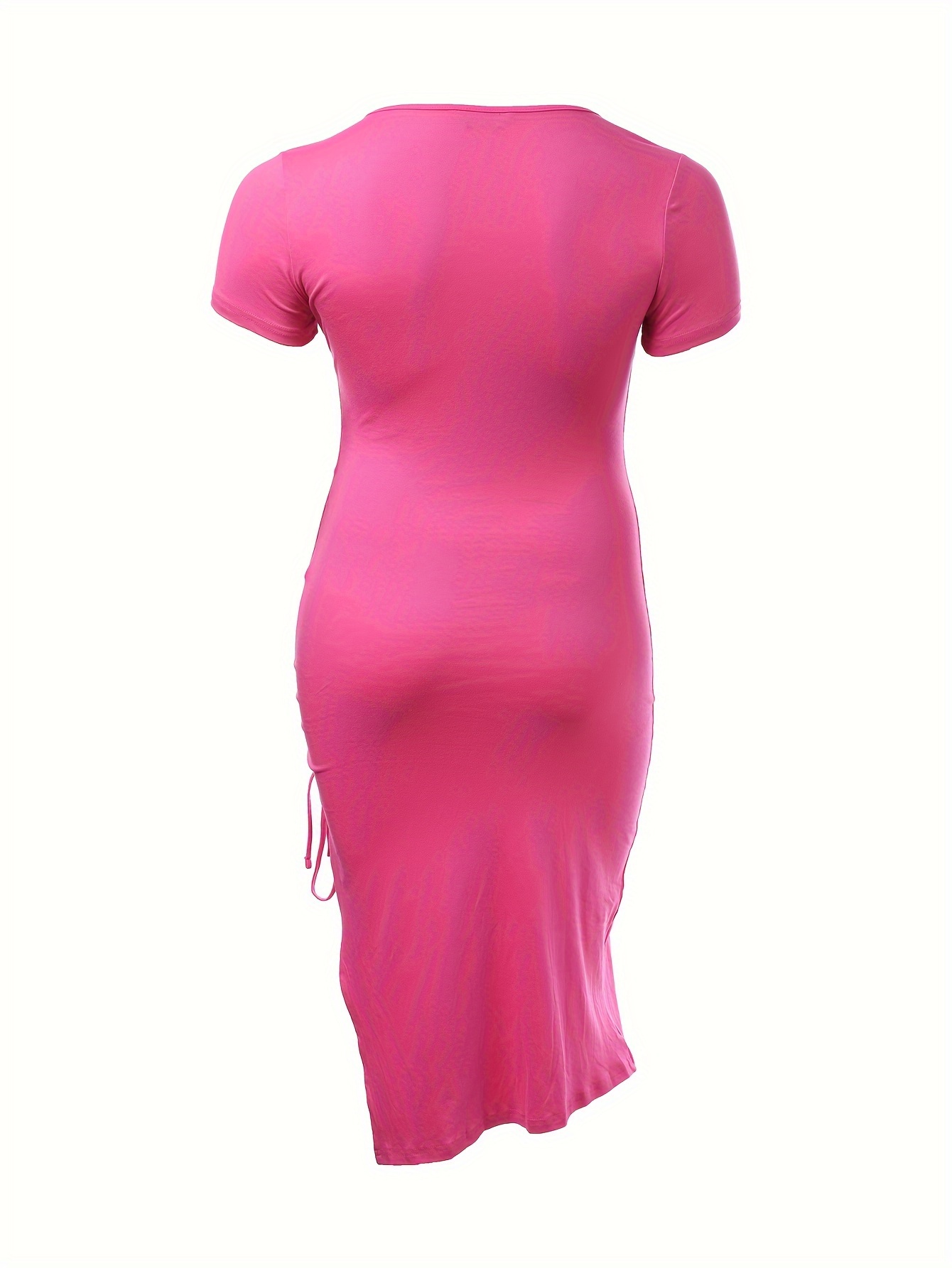Robe moulante à manches courtes avec détails burn-out & fente sur le côté de la cuisse – Image 7