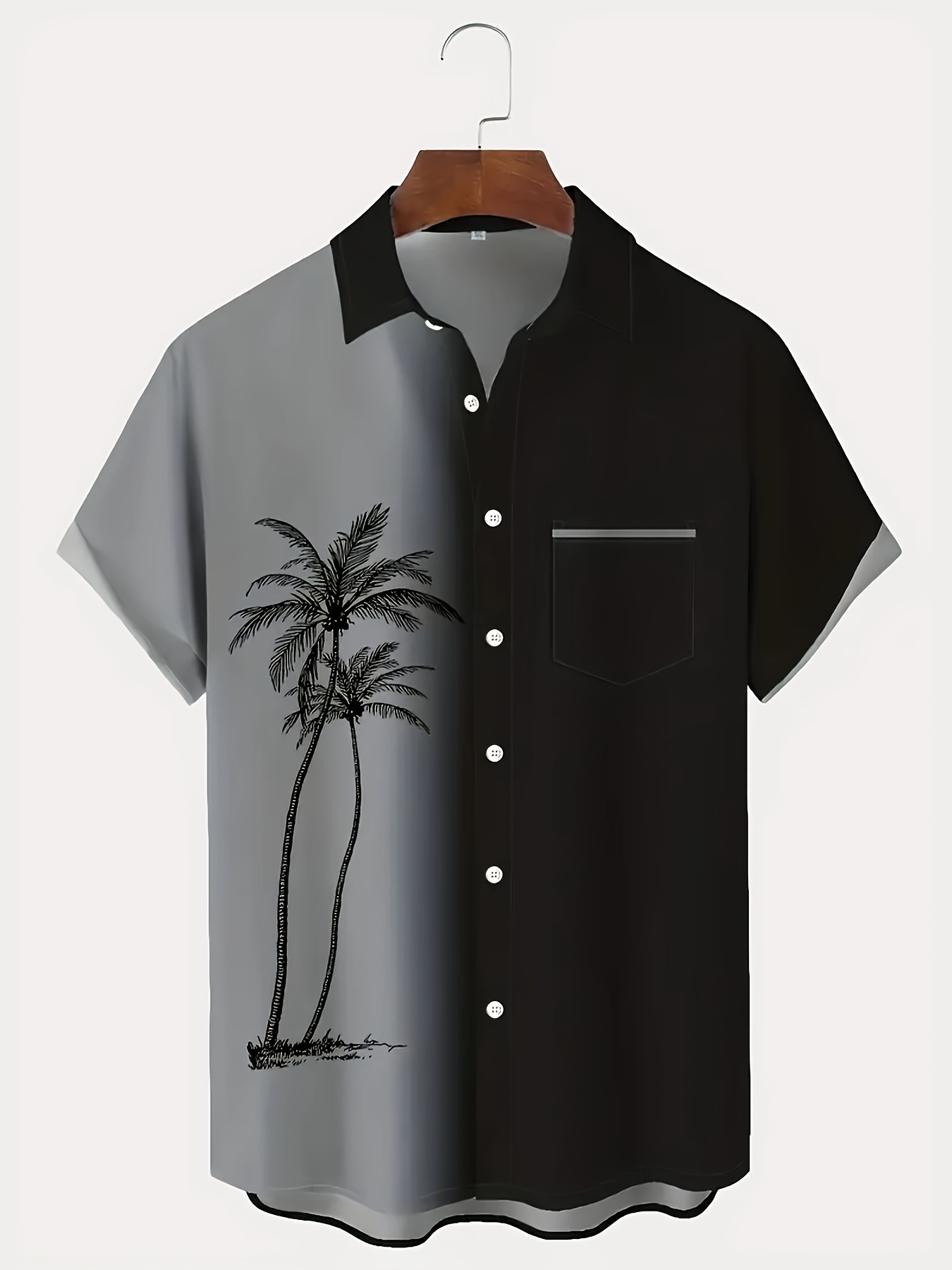 Chemise à manches courtes imprimé palmier à col boutonné – Image 8