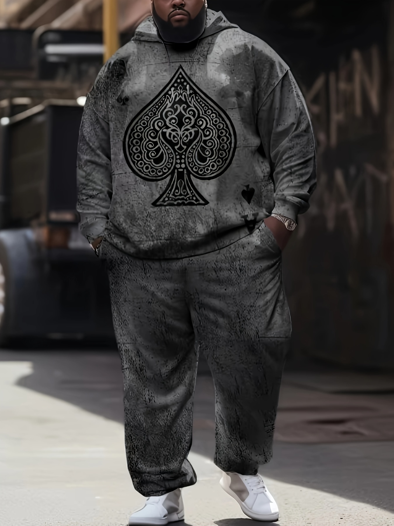 Ensemble jogging en tissu extensible rétro graffiti poker – Image 7