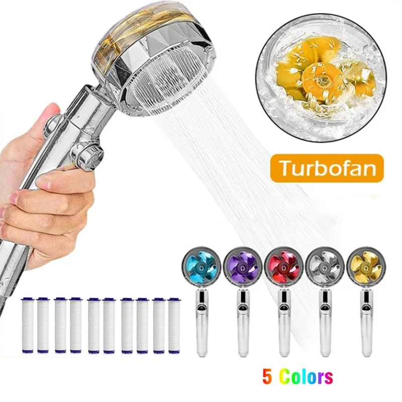 Pommeau de douche avec ventilateur turbo haute pression à rotation 360° degrés – Image 2