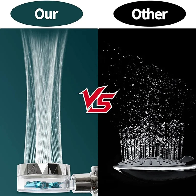 Pommeau de douche avec ventilateur turbo haute pression à rotation 360° degrés – Image 5