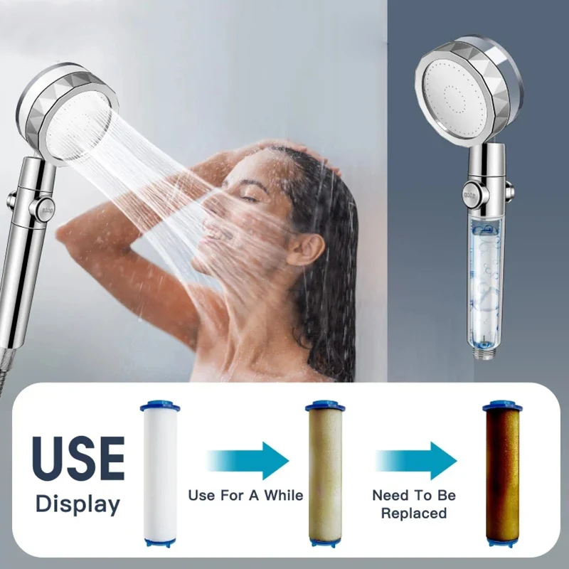 Pommeau de douche avec ventilateur turbo haute pression à rotation 360° degrés – Image 4