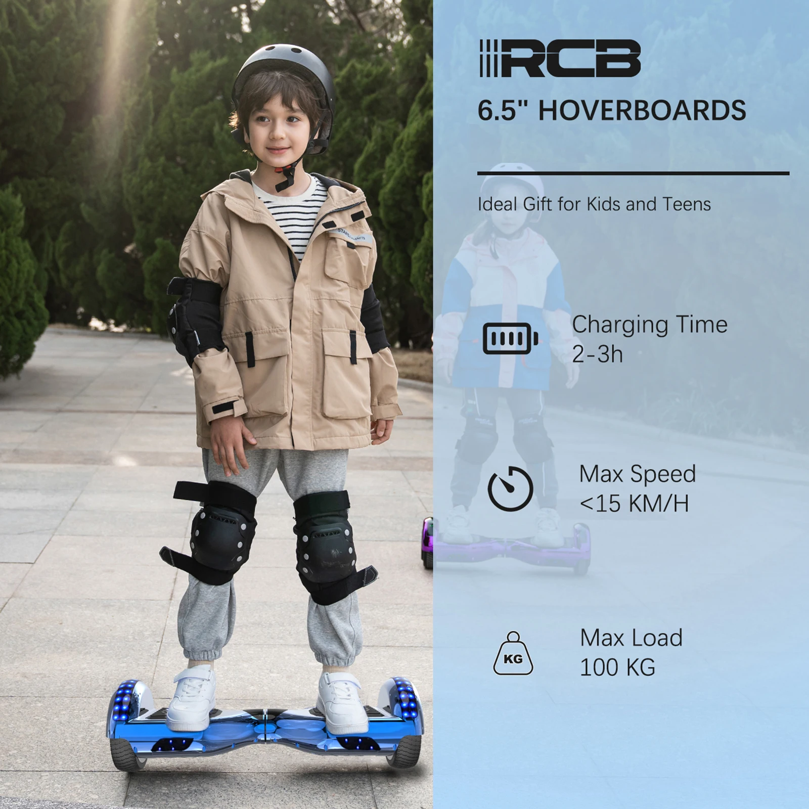 Hoverboard à 2 roues de 6.5 pouces avec haut parleur bluetooth & LED – Image 6