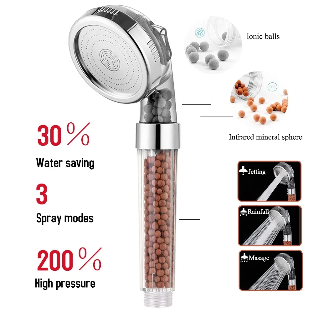 Douchette à main SPA haute pression avec 3 fonctions & filtre à anions – Image 5