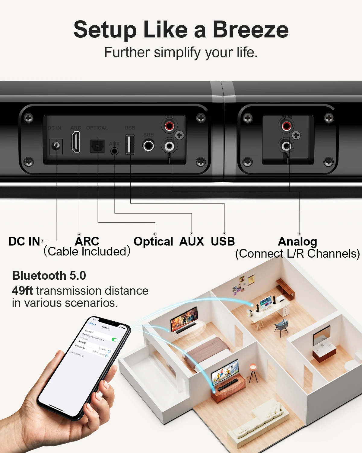Barre de son bluetooth 5.3 de 100 watts 2 en 1 – Image 6