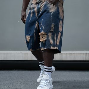 Baggy short en denim délavé
