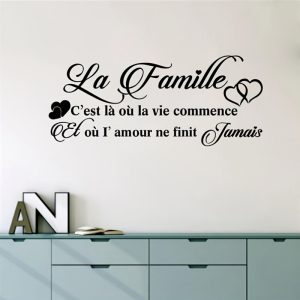 Sticker mural "la famille" impression de lettre contemporaine